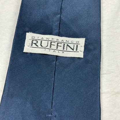 Gianfranco Ruffini Italy Men’s Silk Tie - Solid Navy Blue - Elegant Formal Necktie
