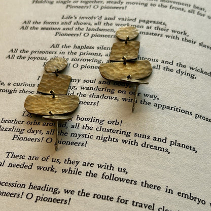 Handcrafted Geometric Brass Dangle Earrings Gold Tone for Women