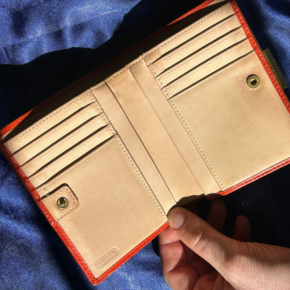 Coach Vintage Signature C Kiss-Lock Wallet, Orange Leather