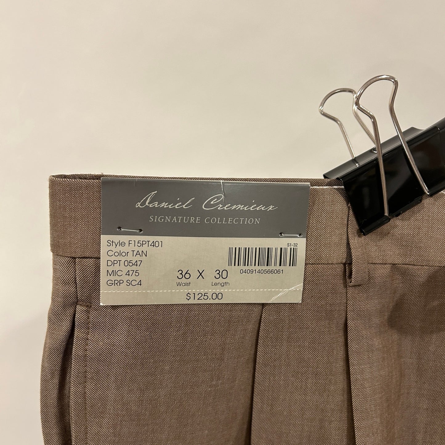 NWT Daniel Cremieux Signature Collection Pleated Dress Pants - 36x30 - Tan