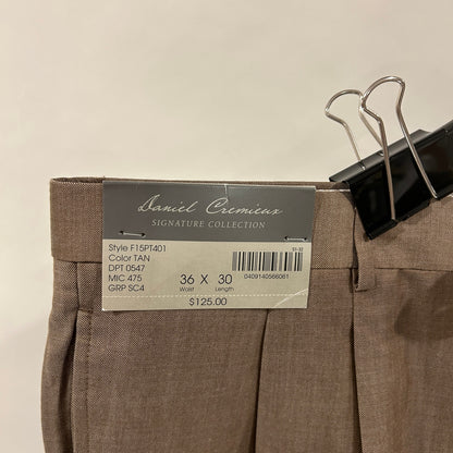 NWT Daniel Cremieux Signature Collection Pleated Dress Pants - 36x30 - Tan