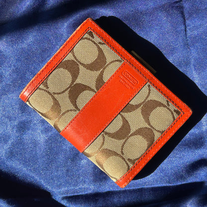 Coach Vintage Signature C Kiss-Lock Wallet, Orange Leather