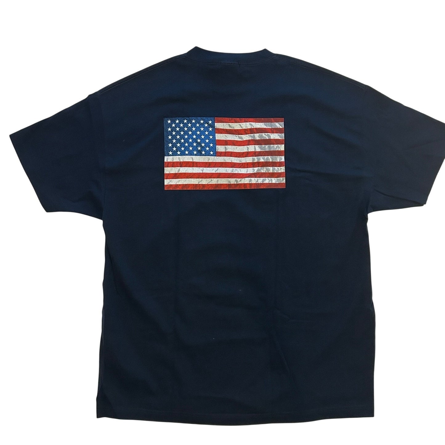 United States Navy Logo T-Shirt, 2XL, Two-Sided USA Flag Graphic, NWT