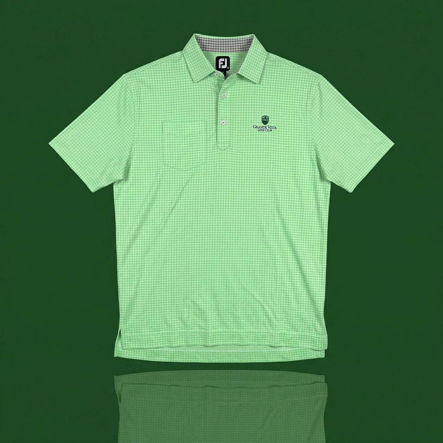 FootJoy Men's Large Polo - Green Checkered - Grand Vista Golf Club Performance Golf Shirt