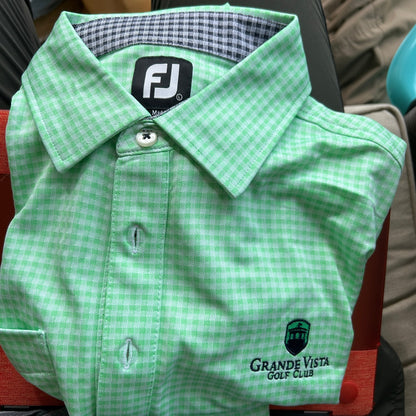 FootJoy Men's Large Polo - Green Checkered - Grand Vista Golf Club Performance Golf Shirt