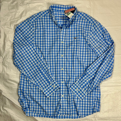 NWT Vineyard Vines On-The-Go Lightweight Plaid Button Down Size L, Classic Fit