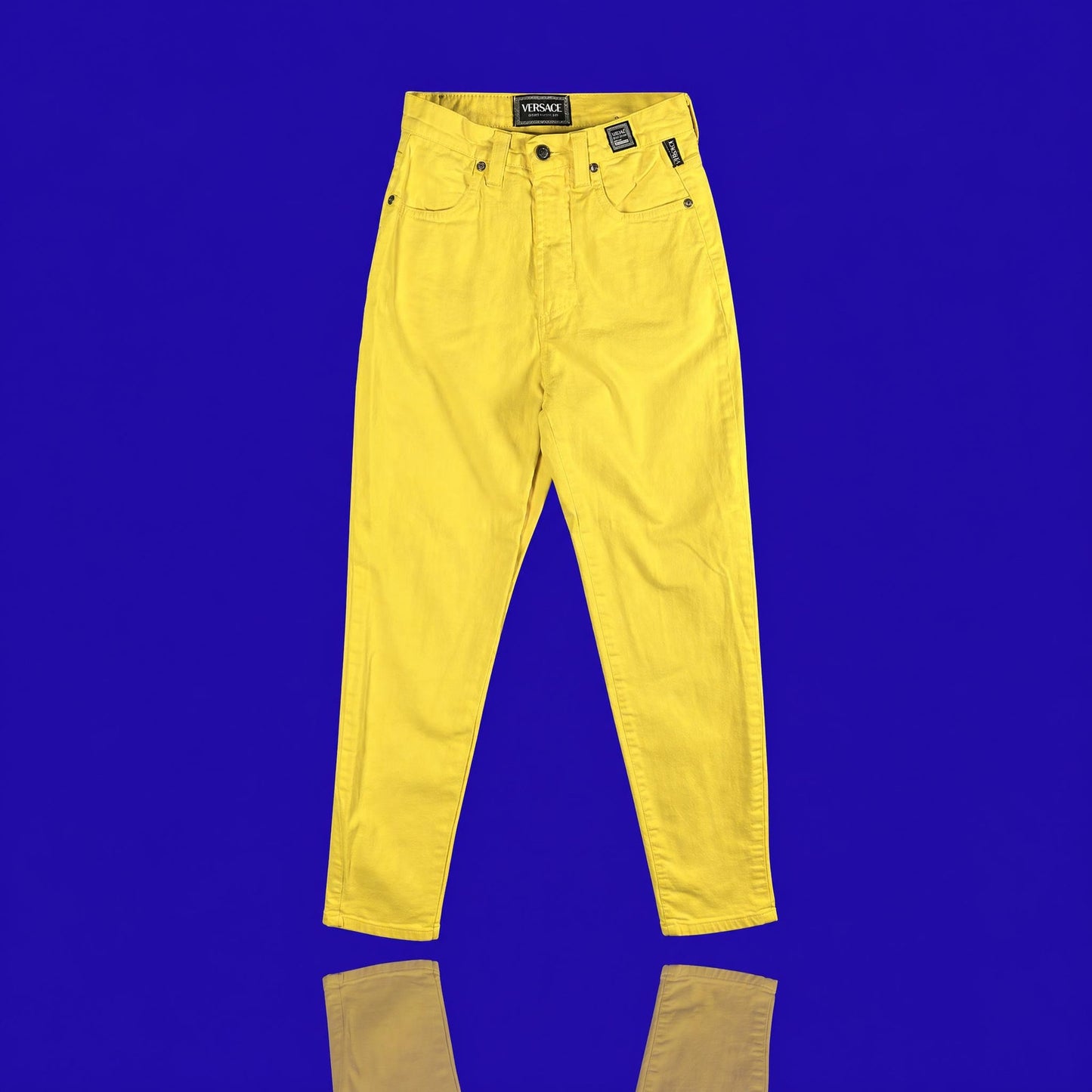 Vintage Versace Jeans Couture Men’s Size 26 Yellow High-Waisted Denim Jeans