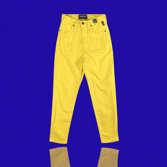 Vintage Versace Jeans Couture Men’s Size 26 Yellow High-Waisted Denim Jeans