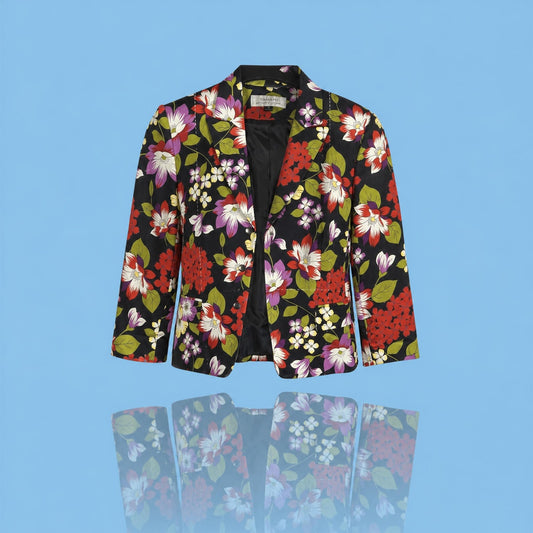 Tahari Arthur S. Levine Blazer Women's Floral Multi-Color Lined Snap Coat