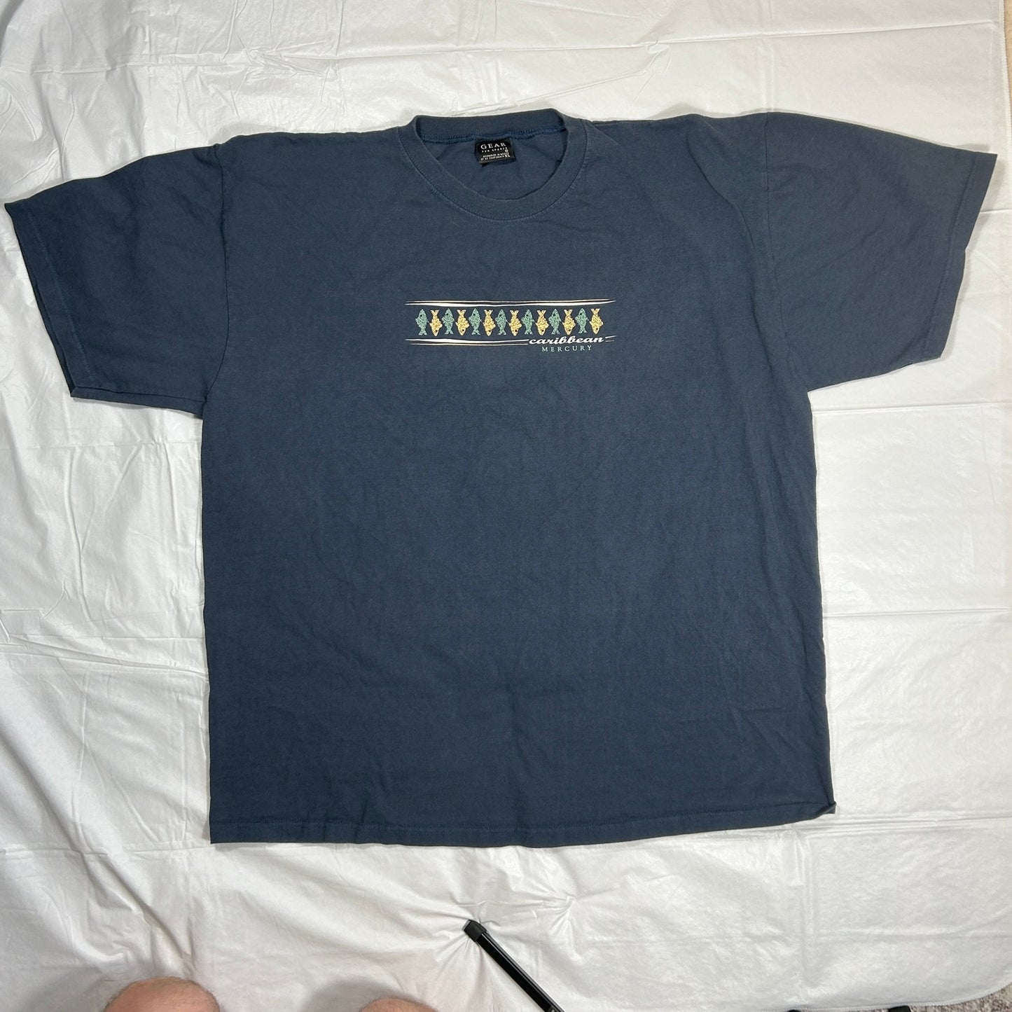 Vintage Gear for Sports Men’s XL Caribbean Mercury T-Shirt Navy Blue Fish Graphic