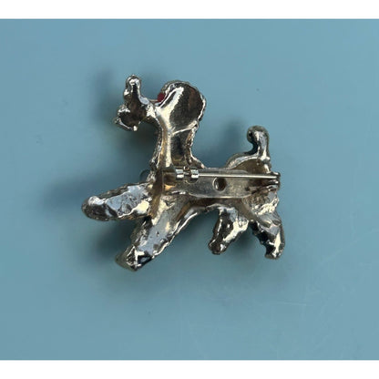 Vintage Gold Tone and Black Enamel Poodle Brooch Pin Mid-Century Kitsch Accessory