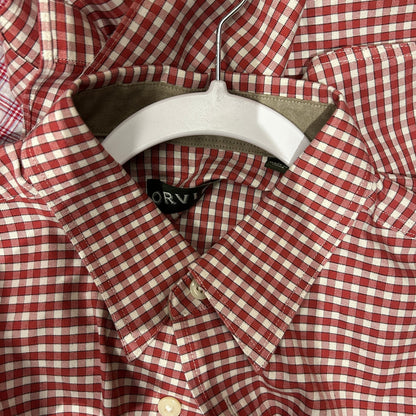 Orvis Men's Large Red & White Gingham Check Button Down Long Sleeve Shirt