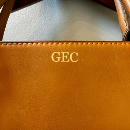 Danbury Mint Sedona Tan Faux Leather Satchel Monogram GEC