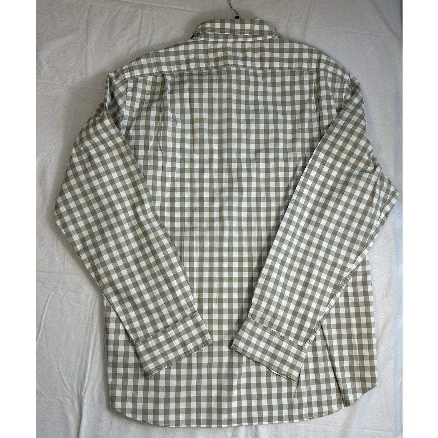 J.CREW Men's Flex Washed Gingham Button Down Shirt - XL Classic Fit - Tan & White