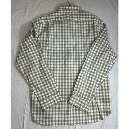 J.CREW Men's Flex Washed Gingham Button Down Shirt - XL Classic Fit - Tan & White