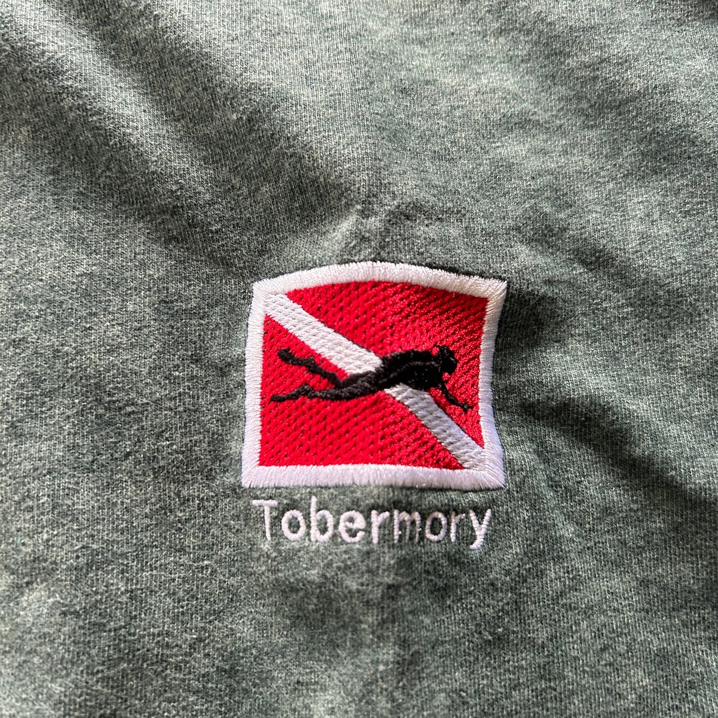 Vintage Tobermory Scuba Diving T-Shirt | Large | Washed Forest Green | Nautical