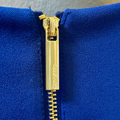 Calvin Klein Royal Blue Sheath Dress Size 4 Tulip Cap Sleeve