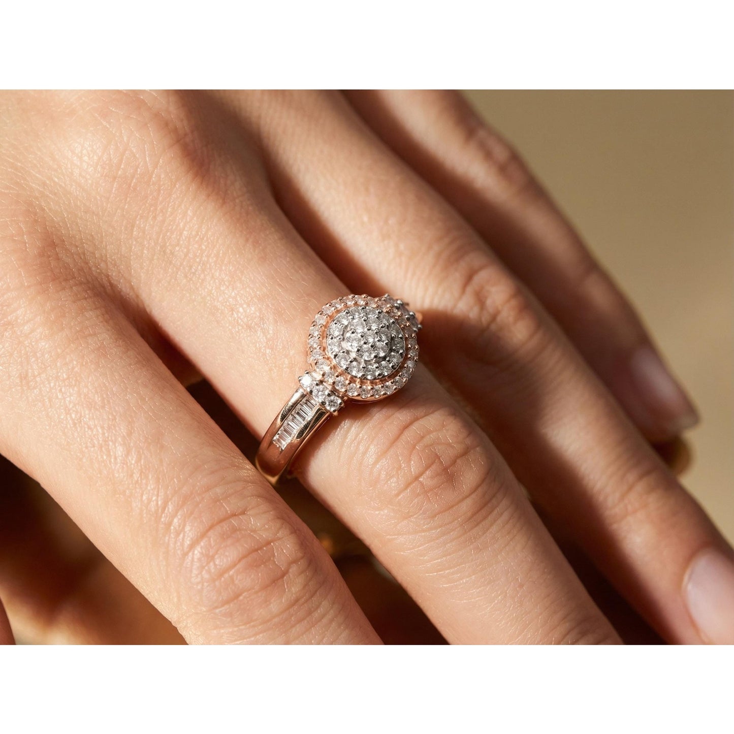 Vintage Rose-Tone Sterling Silver & Diamond Band