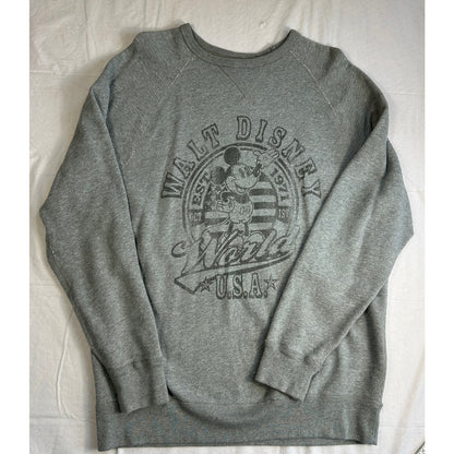 Disney Parks Authentic Original Mickey Mouse Raglan Sweatshirt, Gray, Size Large