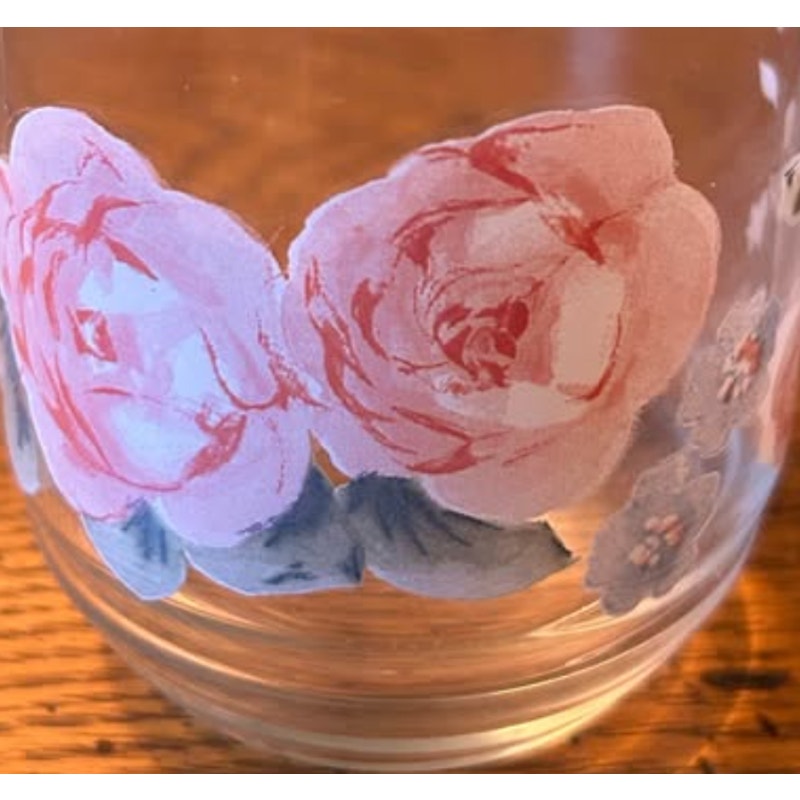 Vintage Pfaltzgraff Secret Rose Rocks Glasses Set of 8, 8oz