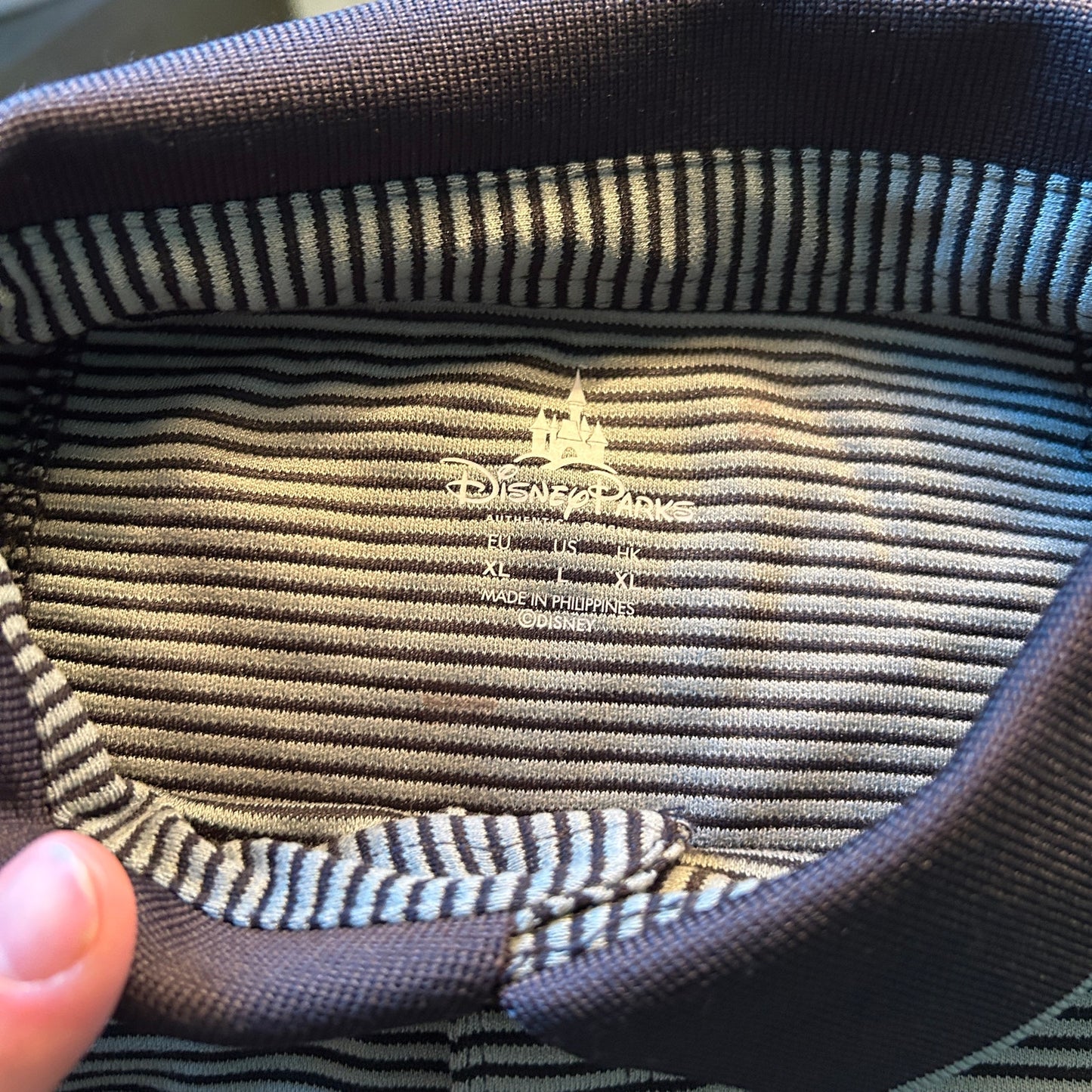 Disney Parks Men’s Walt Disney World 1971 Embroidered Striped Polo Shirt, Size Large