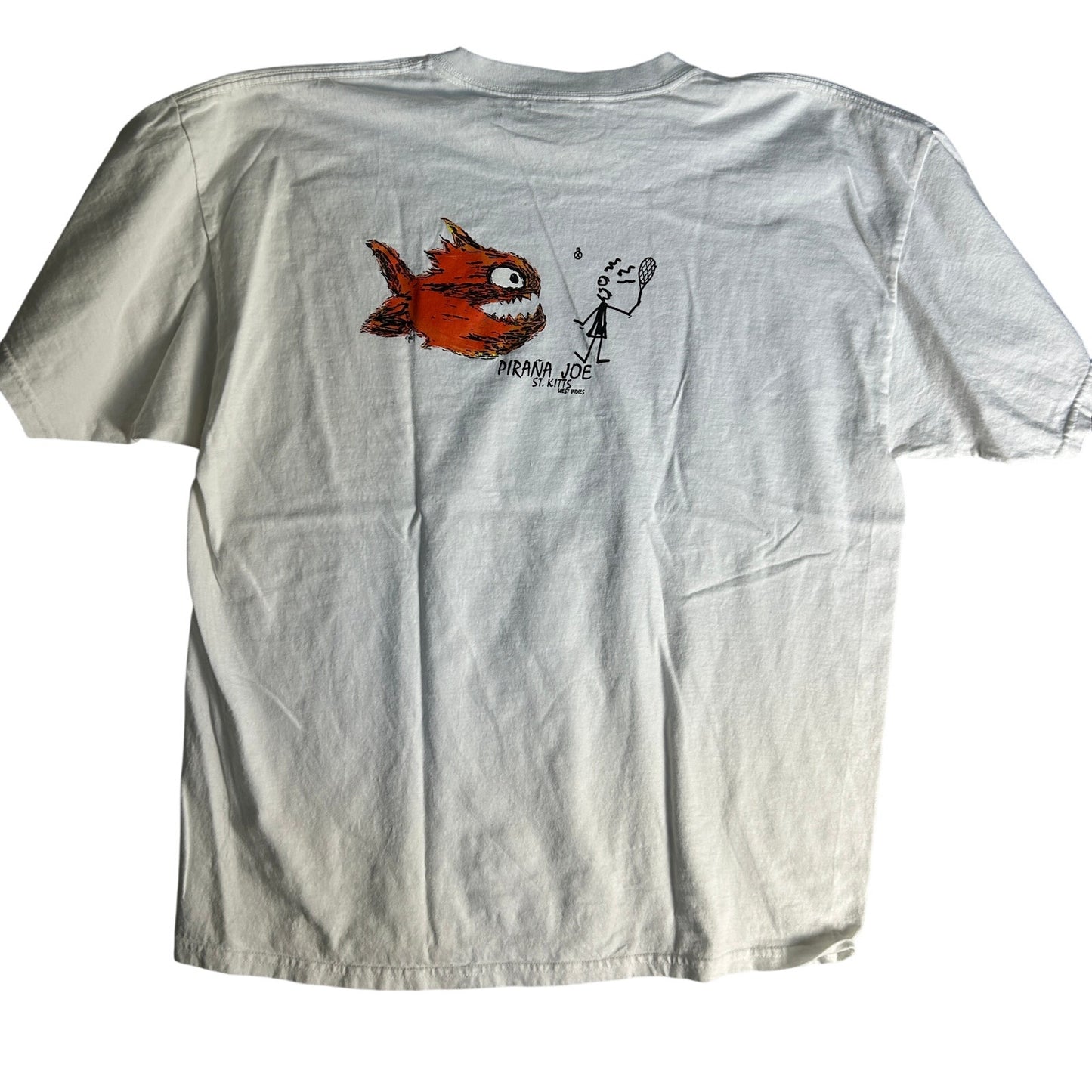 Pirana Joe St Kitts West Indies Tennis Graphic T-Shirt Mens Size XL White