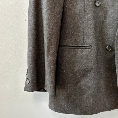 Europa Gray Wool Double-Breasted Four-Button Peak Lapel Blazer Men 36/38 Short