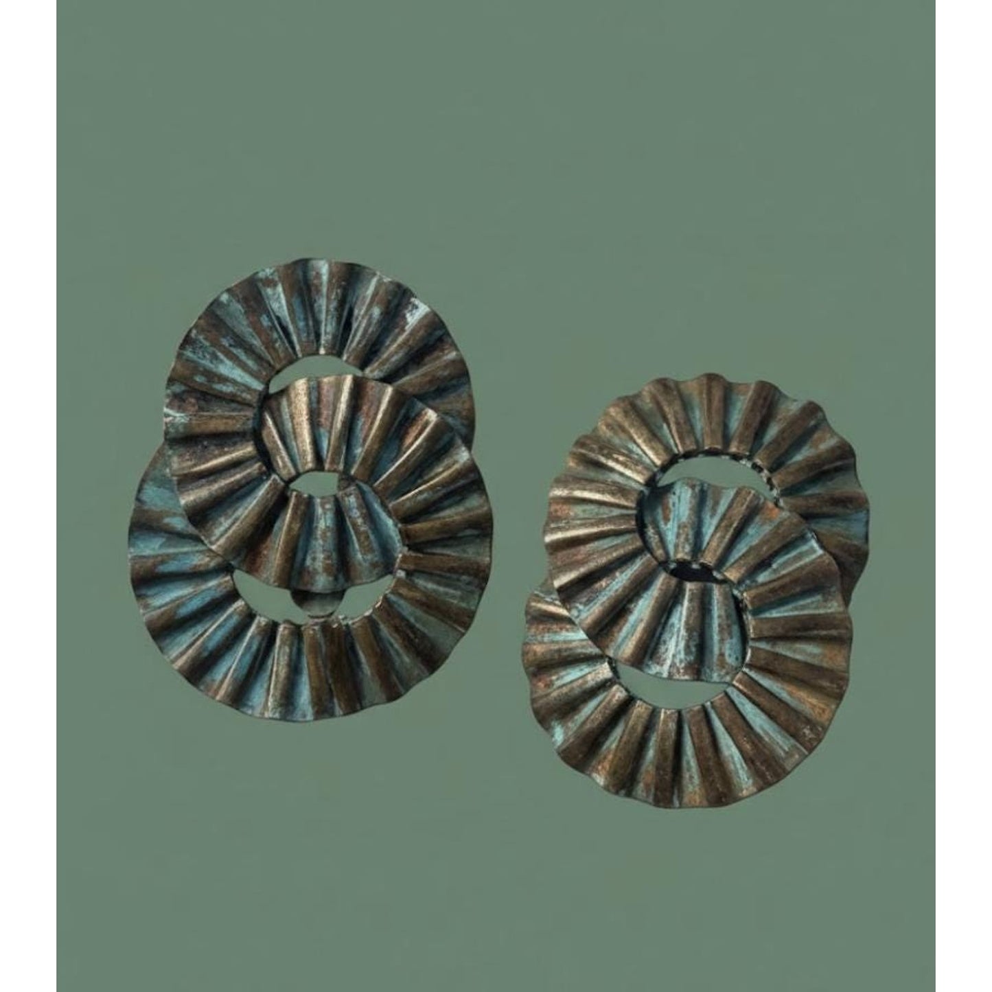 Vintage Brutalist Patina Copper Clip-On Earrings