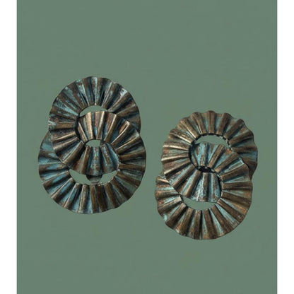 Vintage Brutalist Patina Copper Clip-On Earrings