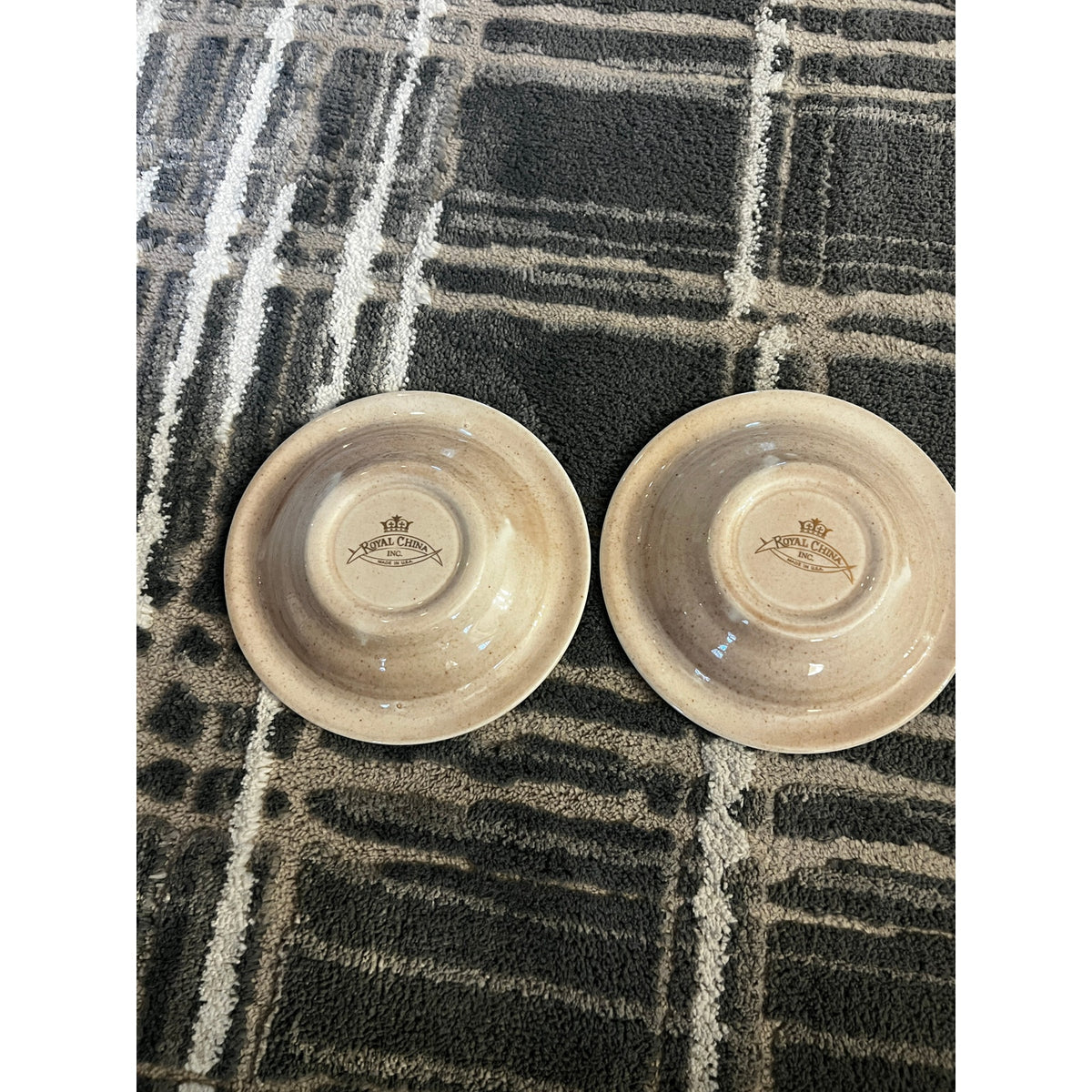 Vintage Royal China "Ford's First Car, 1896" Ceramic Dishes, Set of 2