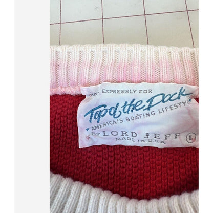 Vintage Top of the Dock by Lord Jeff Nautical Stripe Sailboat Embroidered Sweater M