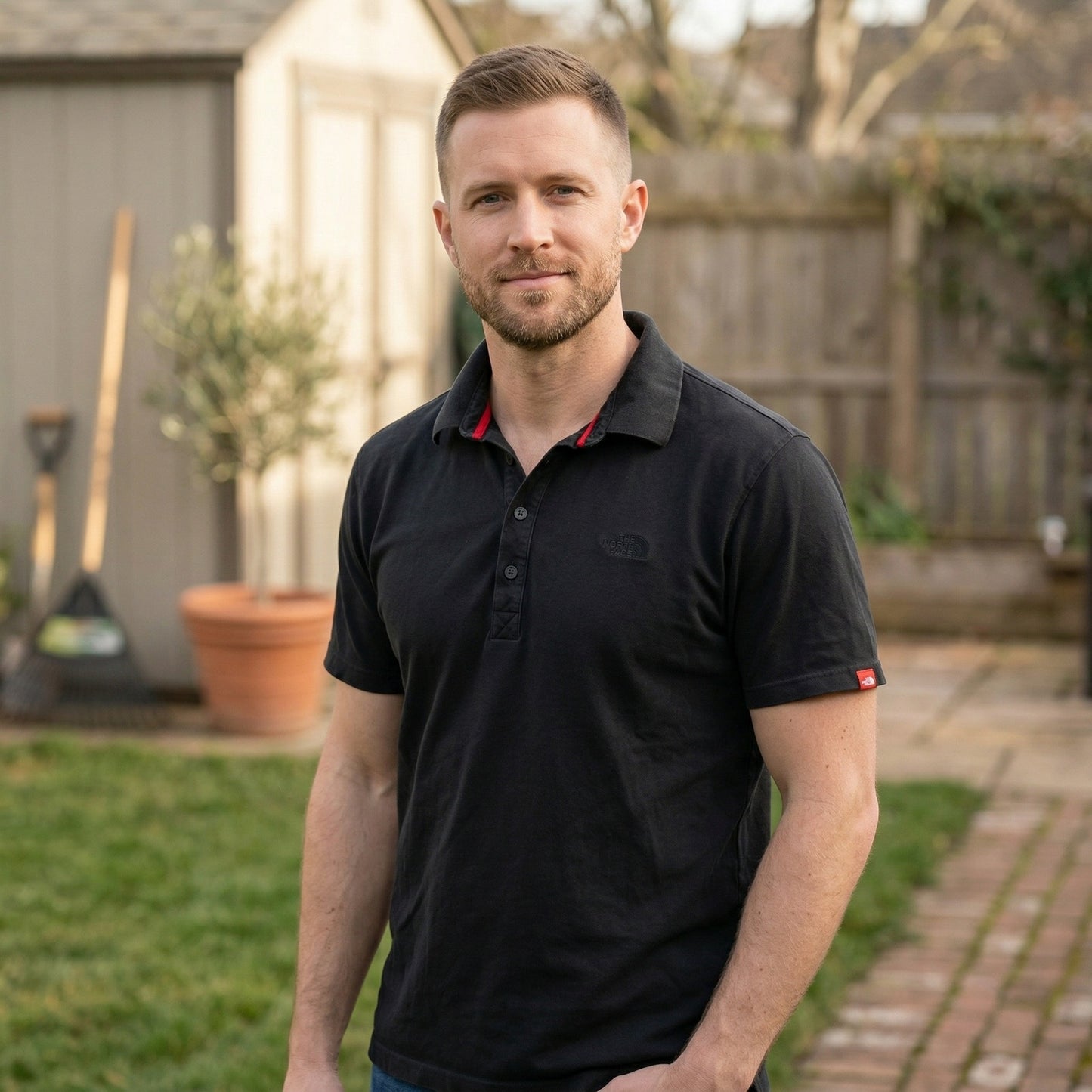 The North Face Men’s Pique Polo Shirt - Solid Black - Embroidered Logo - Size Large