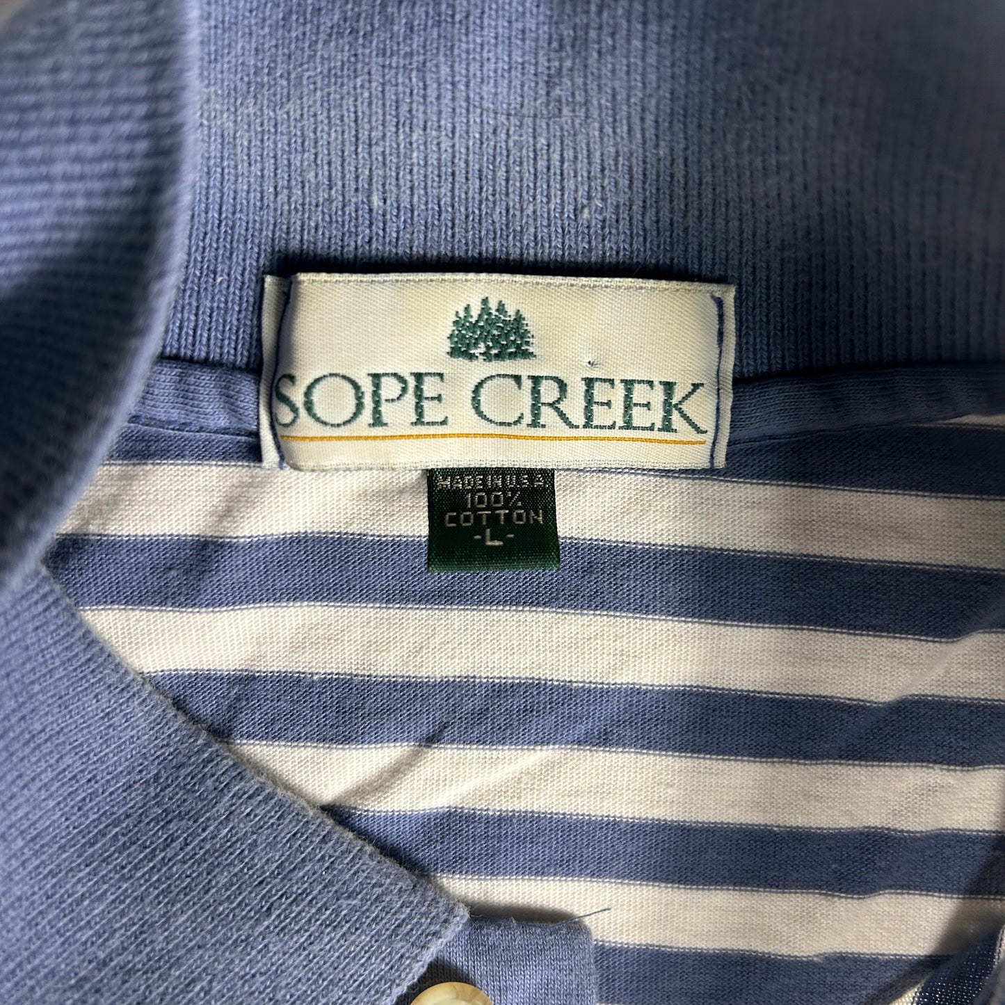 Vintage Sope Creek Striped Polo Shirt - Men's Large - Indian River Plantation Florida - Made in USA