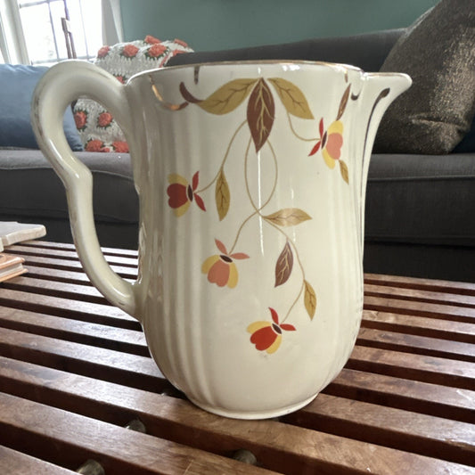 Hall Superior Autumn Leaf Ceramic Pitcher Glossy Round Pottery Kitchenware