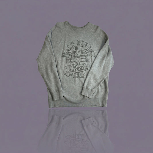 Disney Parks Authentic Original Mickey Mouse Raglan Sweatshirt, Gray, Size Large
