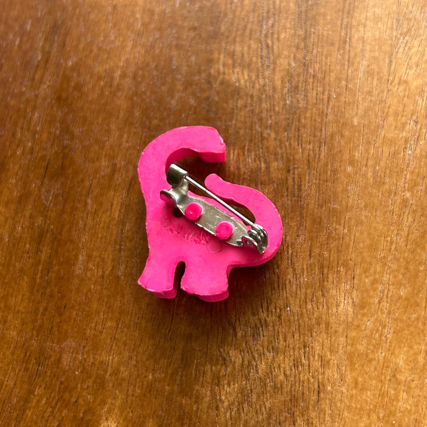 Vintage 1980s Hot Pink Dinosaur Pin | Retro Brontosaurus Resin Brooch | Fun Kitsch Animal Jewelry