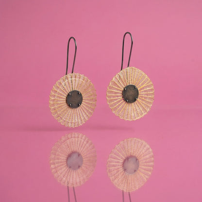 Woven Sunburst Earrings – Modernist Mixed Media Drops