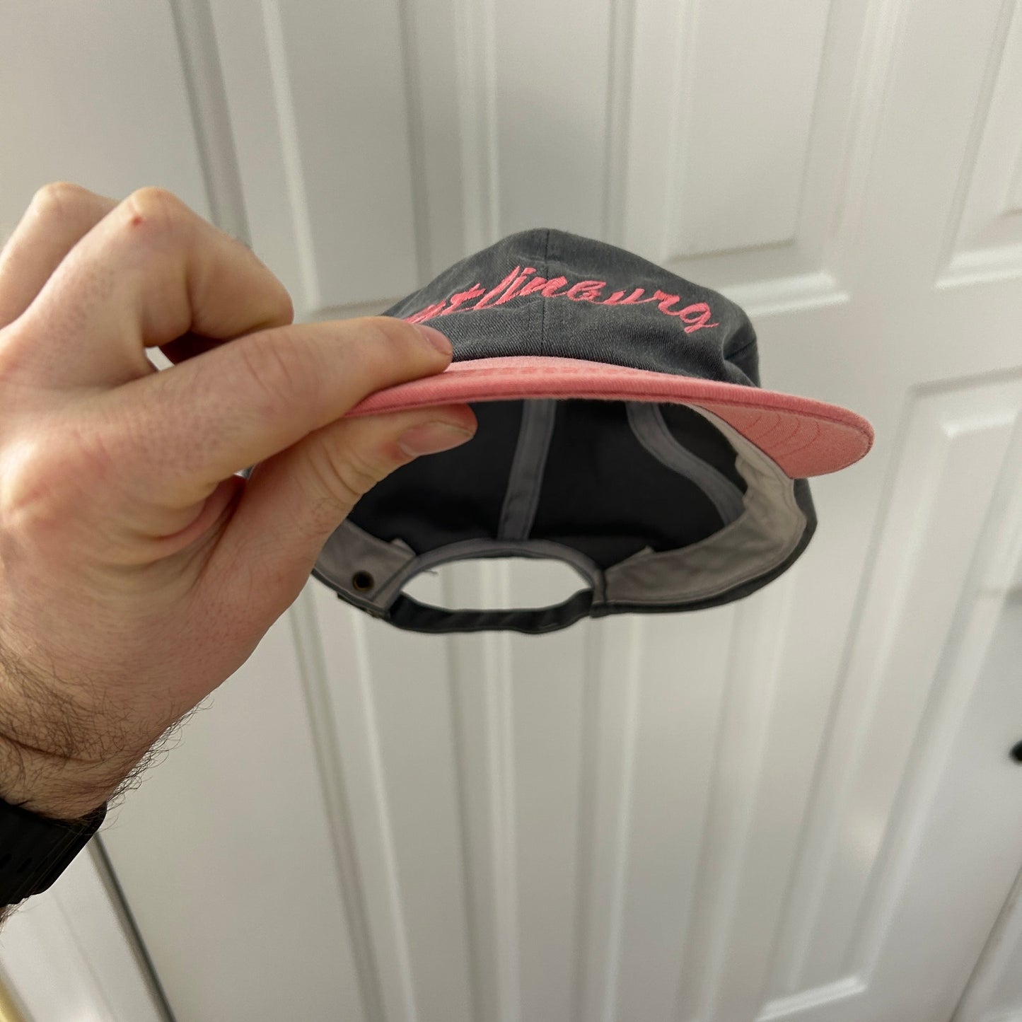 Vintage Gatlinburg Souvenir Hat Grey Hat, Pink Bill J HATS