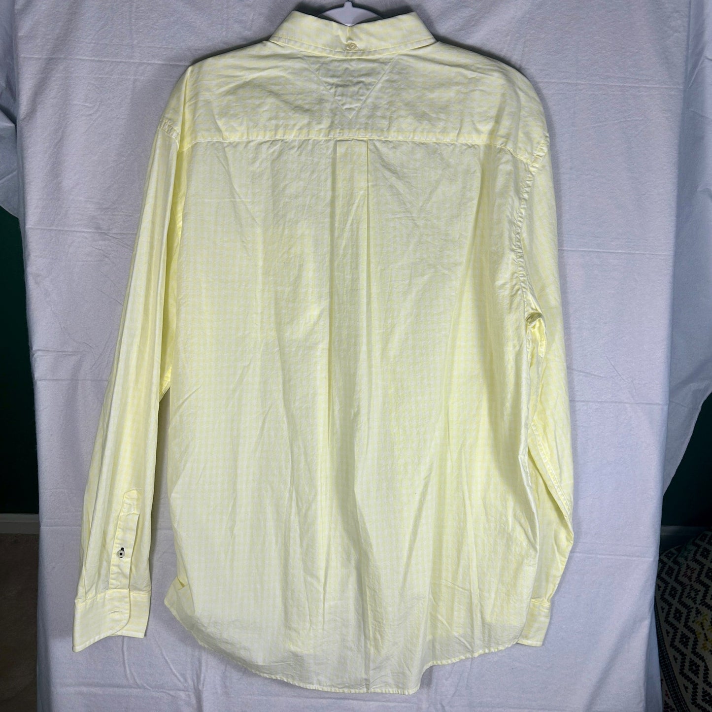 Tommy Hilfiger Men's XL Classic Fit Casual Button Down, Yellow Check Long Sleeve