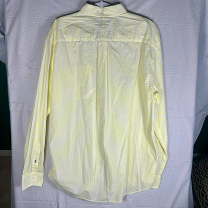 Tommy Hilfiger Men's XL Classic Fit Casual Button Down, Yellow Check Long Sleeve