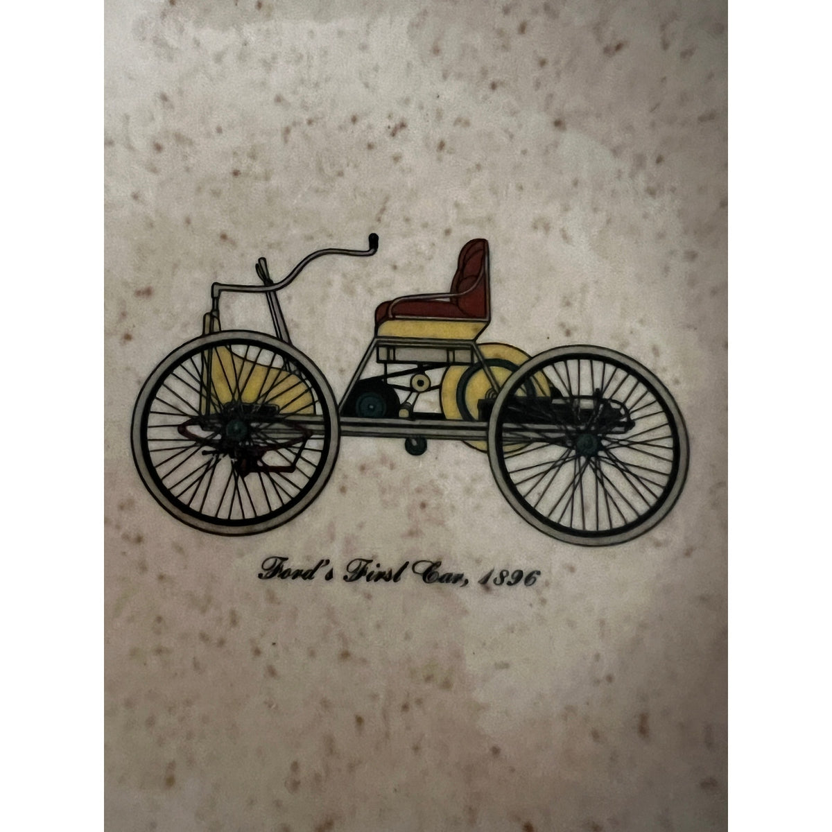 Vintage Royal China "Ford's First Car, 1896" Ceramic Dishes, Set of 2