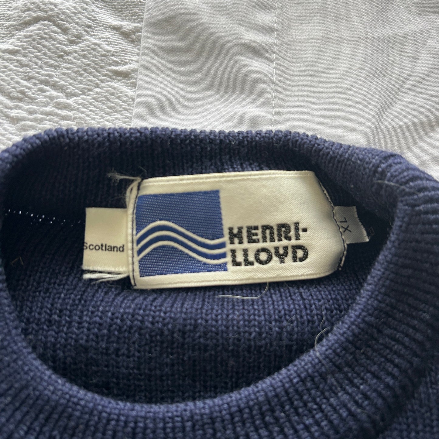 Vintage Henri-Lloyd Made in Scotland Crewneck Sweater | XL | Navy Blue Wool Knit
