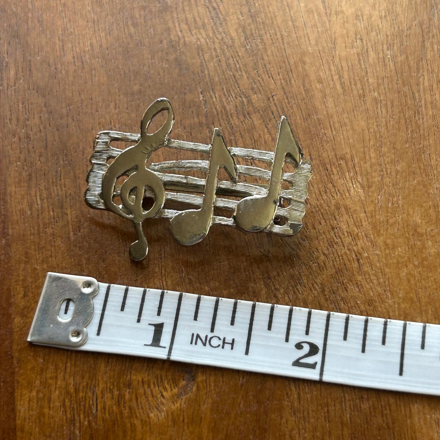 Vintage Silver Tone Music Note Brooch | Treble Clef & Eighth Note Staff Pin | Musician's Statement Jewelry
