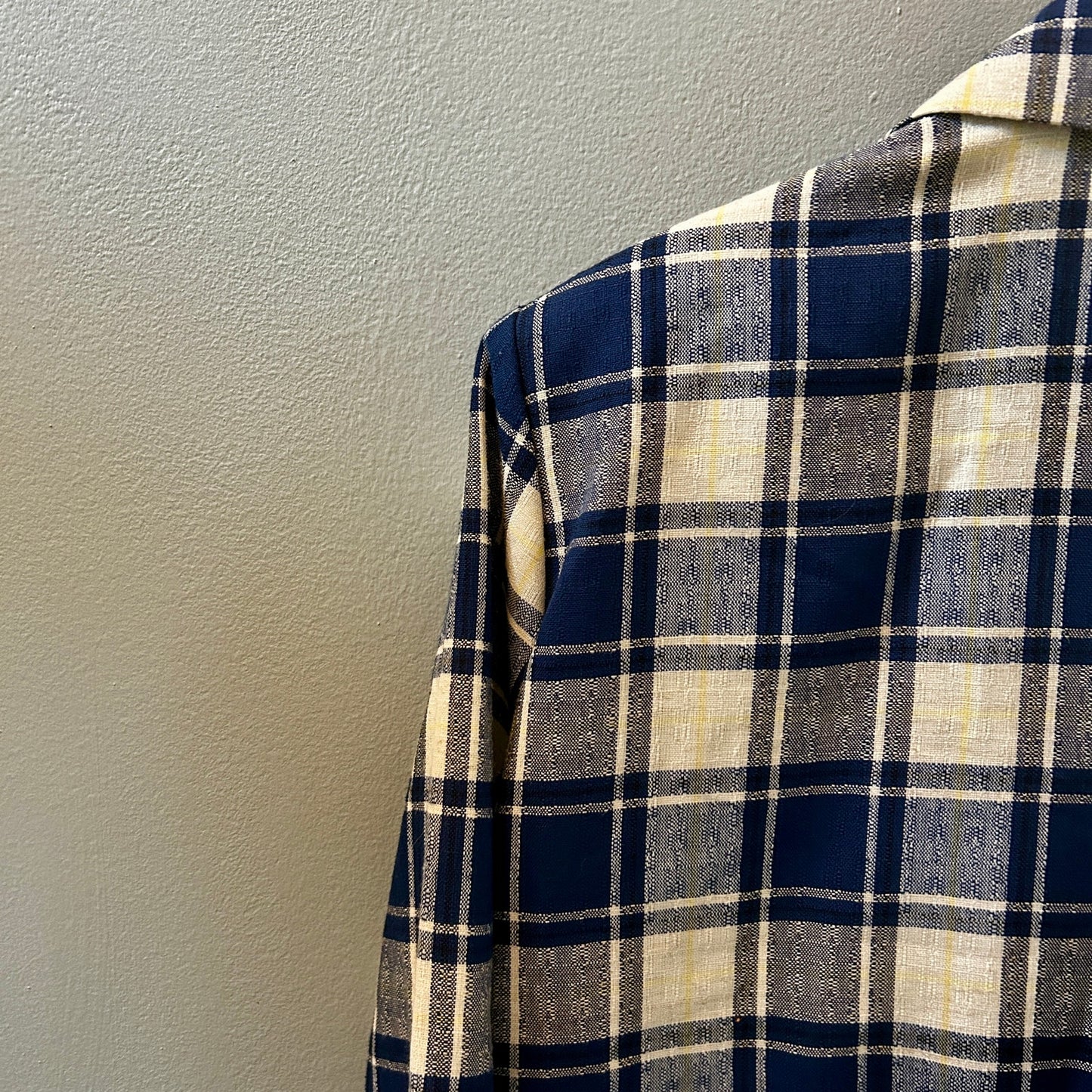 Modern Essentials Women’s Large Plaid Blazer Blue Oversized