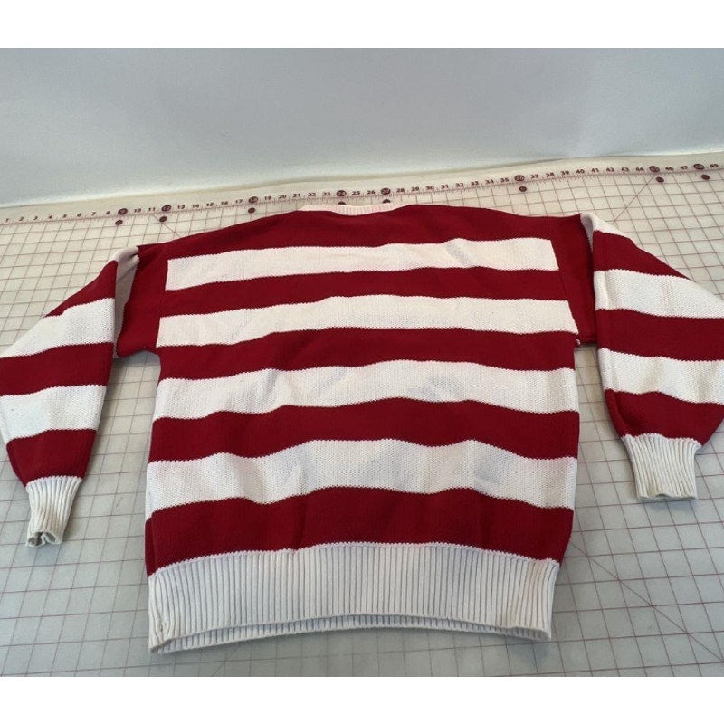 Vintage Top of the Dock by Lord Jeff Nautical Stripe Sailboat Embroidered Sweater M
