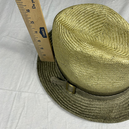 Cha-Cha's House of Ill Repute Straw Fedora Hat - Green & Beige Summer Brim - NYC Custom